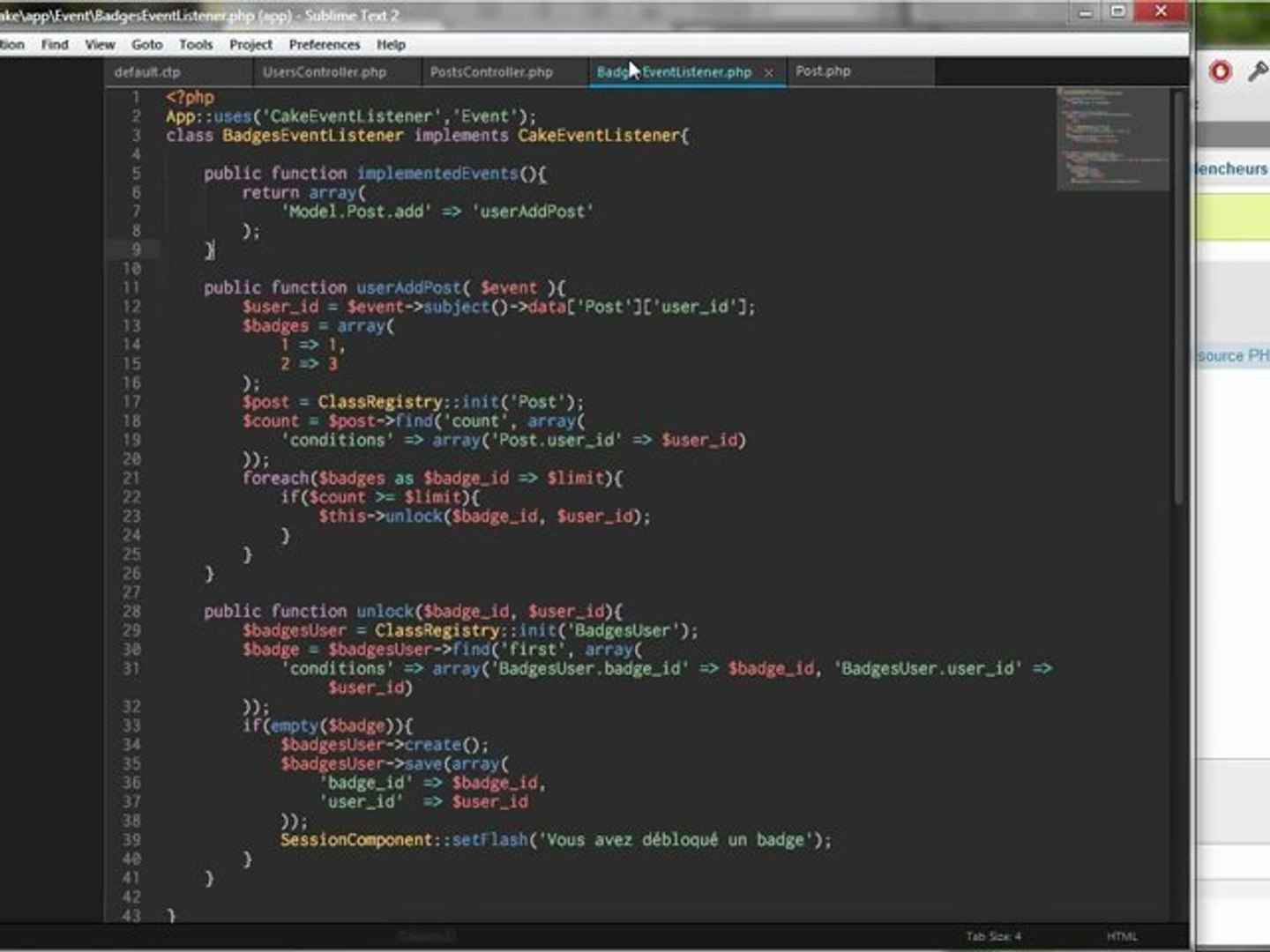 Tutoriel vidéo CakePHP : Events