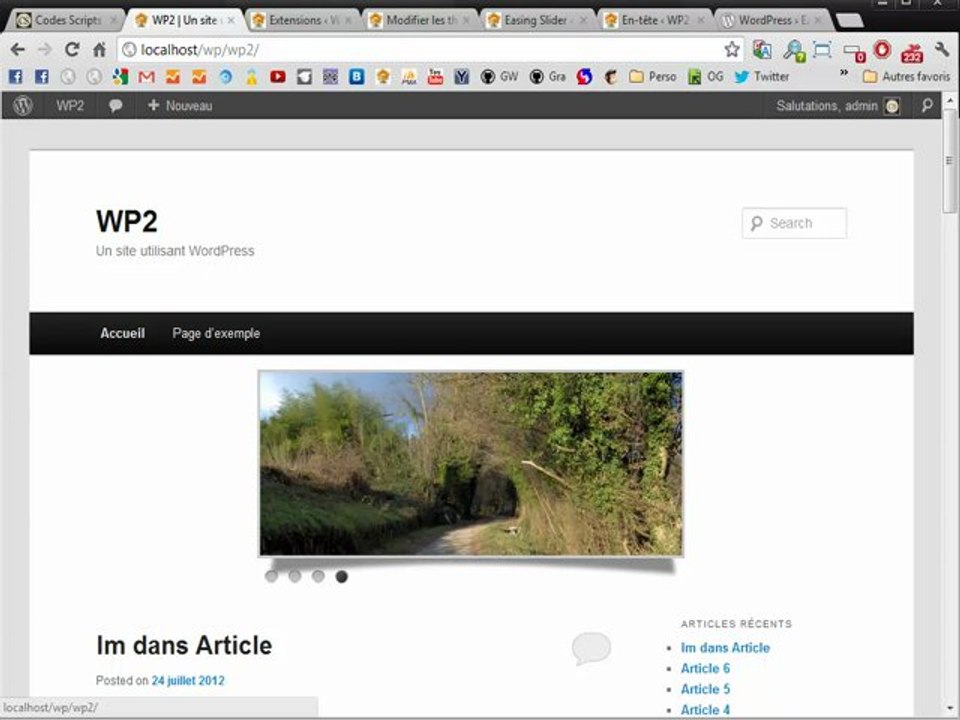 Installer l'extension Easing Slider dans WordPress