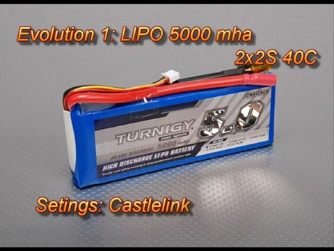 E-revo Brushless lipo 2S 40C 5000mha+castelink