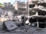 Syria فري برس حمص حي جورة الشياح هبوط مباني بأكملها بسبب القصف المستمر بالمدفعية والدبابات على المباني السكنية من قبل عصابات الاسد 1 8 2012 Homs