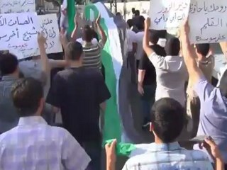 Syria فري برس دمشق كفرسوسة مظاهرة من جامع خزيمة تحدي للقناصين 1 8 2012  Damascus