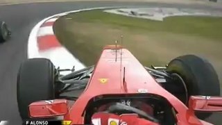 F1 2011 German GP Alonso Near a Crash With Schumacher [HD] Engine Sounds
