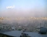 Syria فري برس حمص  الرستن الطائرات تقصف والدخان يغطي المدينة1 8 2012 Homs