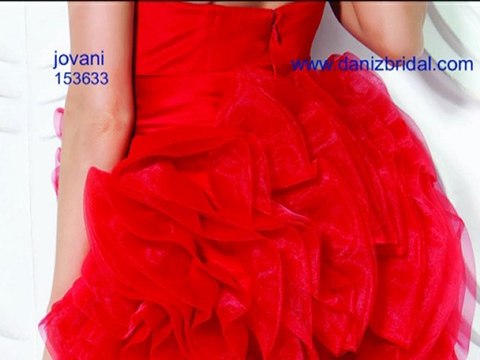 Jovani 153633 Cocktail red dress with sweetheart neckline