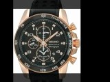 Seiko Sportura Black Dial Chronograph Leather Mens Watch SNAE80