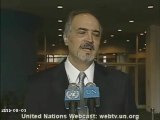 SYRIA - Bashar Ja'afari (Syria) on Syria - UN General Assembly Media Stakeout