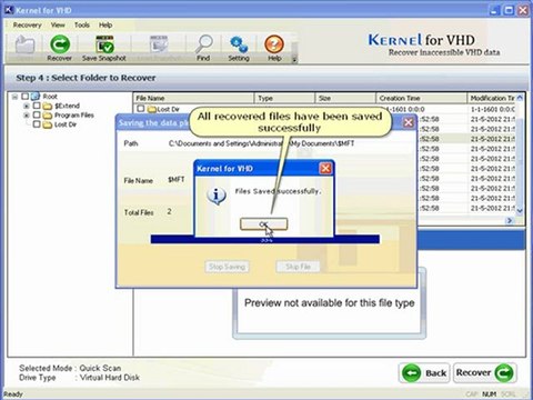 Recover files from damaged and inaccessible VHD drives - Kernel for VHD Recovery Tool