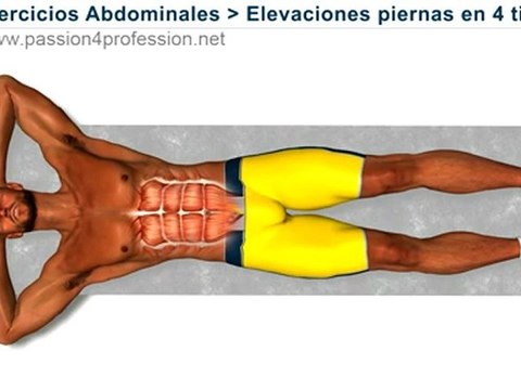 Ejercicio para abdominales inferiores, elevaciones piernas