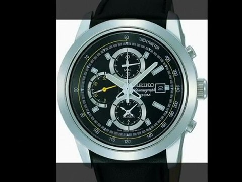 BEST BUY Seiko Chronograph Leather Mens Watch SNAB21