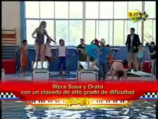 Orata y La Wera en los clavados sincronizados