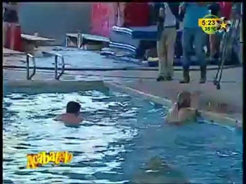 Mario y Pachuco en los clavados sincronizados