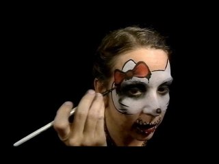 Hello Kitty Zombie face painting tutorial
