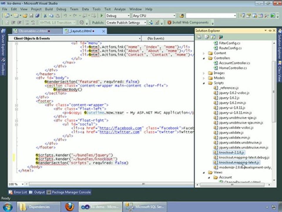 ASP.NET Using Knockout.js: Getting Started and Observables