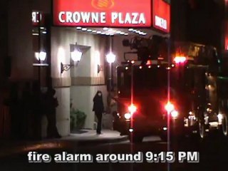 Crowne Plaza Fire alarm , Birthday Cake set it off Firefightes arriving lights sirens