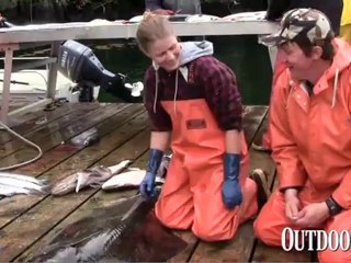 Girl Fillets 150-Pound Halibut in Under 7 Minutes