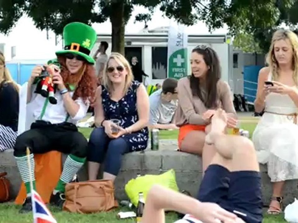 London 2012 Olympics - Funny Irish Fan dressed as Leprechaun and his Mascot Pt10