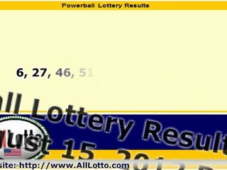 Powerball Lottery Drawing Results for August 15, 2012