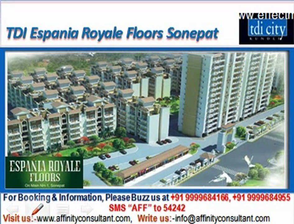 Tdi Espania Residential Royale Floors NH-1 Sonepat @ 09999684166