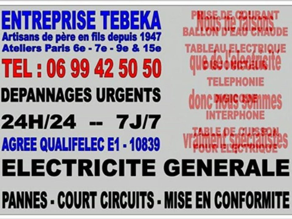 ELECTRICITE DEPANNAGE URGENT PARIS 9eme - TEL : 0761221515