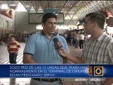 De 17 líneas de transporte que laboran en el Terminal de Oriente, solo 3 están prestando servicio