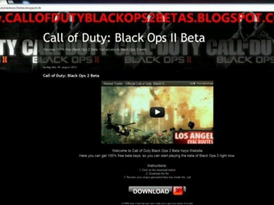 FREE Call of Duty Black Ops 2 Beta Keys - 19th August 2012