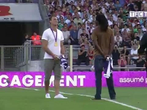 Jérôme Fernandez et Daouda Karaboué au coup d'envoi de TFC - ASSE