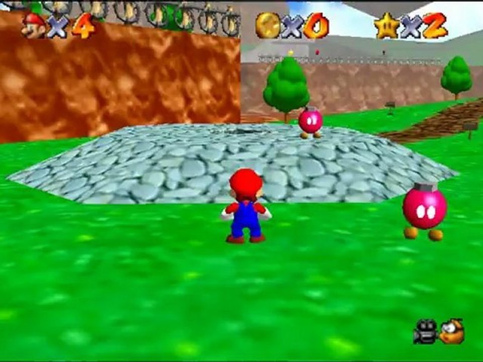 Super Mario 64 - Course 01: Bob-omb Battlefield - Star 03: Shoot to the island in the sky