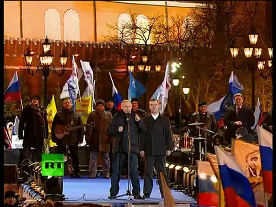 Video: Teary-eyed Putin addresses 110,000 crowd near Kremlin