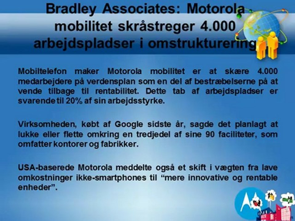Bradley Associates: Motorola mobilitet skråstreger 4.000 arbejdspladser i omstrukturering - livejournal