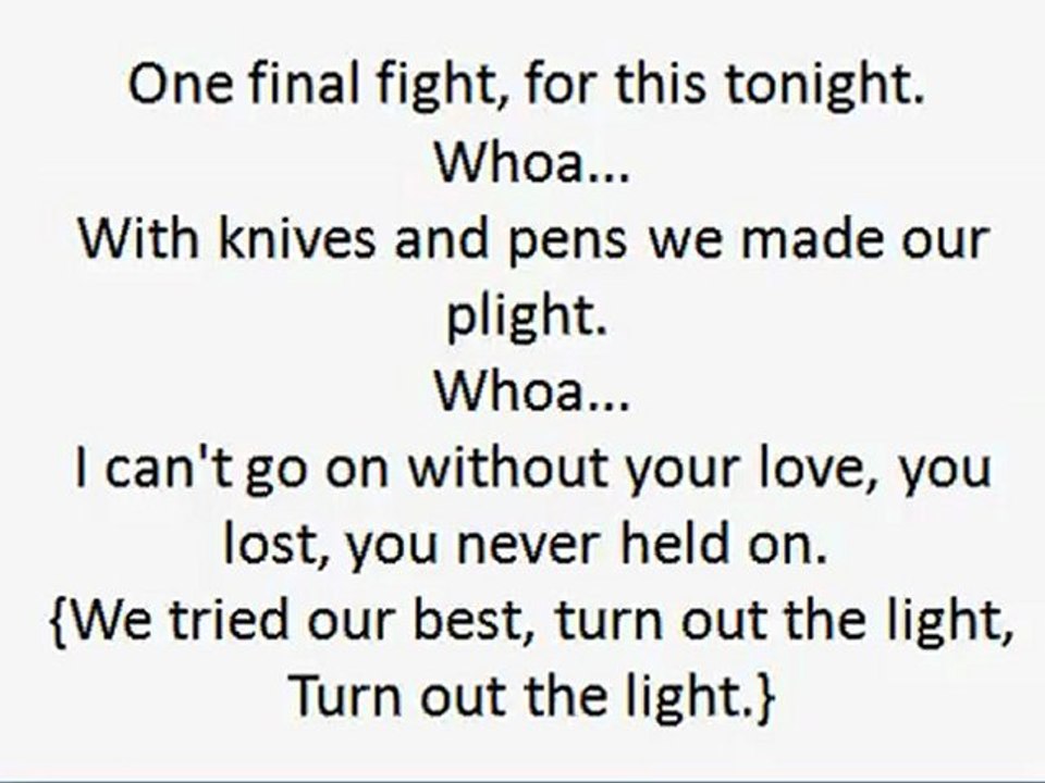 Black Veil Brides Knives And Pens Lyrics On Screen