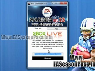 Madden NFL 13 Season Pass Keys Free Giveaway - Xbox 360 PS3
