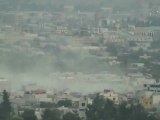 Syria فري برس  دمشق قصف الطيران للوّان بكفرسوسة بوضوح 23_8-2012