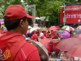 Thai Red Shirt protesters rally outside parliament