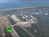 Aerial video from town closest to Japan's mega-quake epicentre