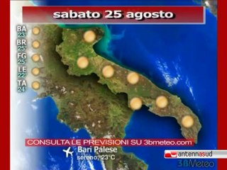 Previsioni del tempo,  sabato 25 agosto