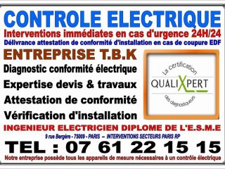 COUPURE EDF - ELECTRICIEN 0761221515 ATTESTATION DE CONFORMITE ELECTRIQUE PARIS