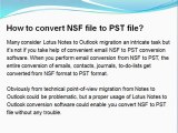 NSF to PST - Convert NSF to PST - Lotus Notes to Outlook