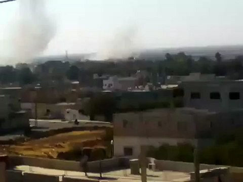 Syria فري برس درعا بصرى الشام _ قصف المدينة بالمروحيات 26 08 2012