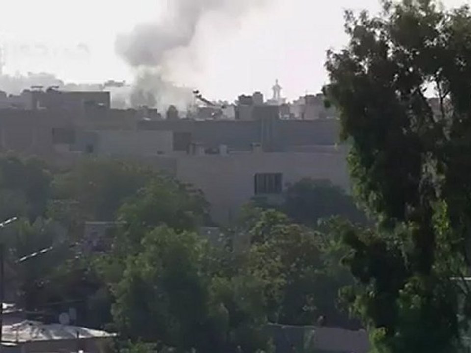 Syria فري برس دمشق جوبر اشتباكات عنيفة من جهة المتحلق الجنوبي 2012_8_27
