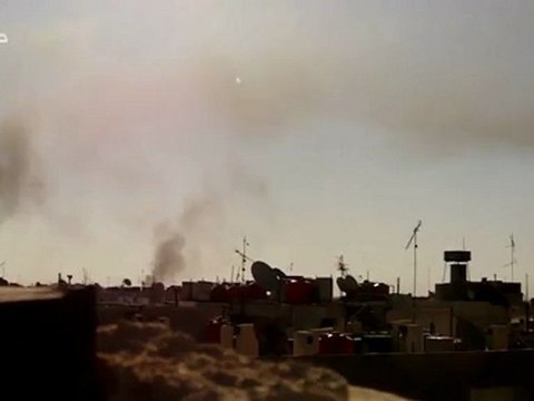 Syria فري برس دمشق جوبر_ قصف مروحي وتصاعد دخان كثيف 27-8-2012