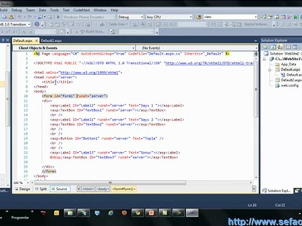 Ders 1 : Visual Studio Taniyalim