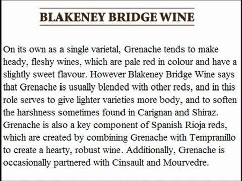 Blakeney Bridge Wine offers an introduction to Grenache