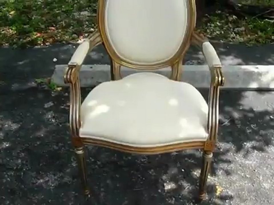 Louis XVI Style Natural Oak Arm Chair - 100% Linen