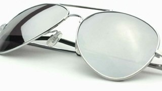 Aviator Sunglasses Silver Frame Mirror Lens