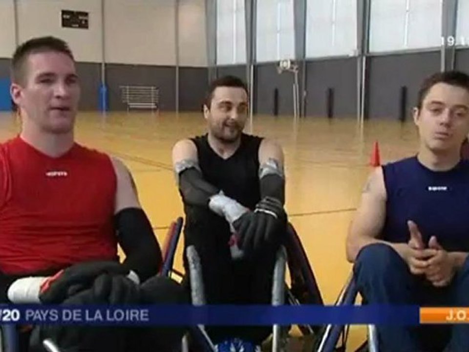JO Sébastien Lhuissier, Nicolas Rioux et Steeve Gernigon en rugby fauteuil