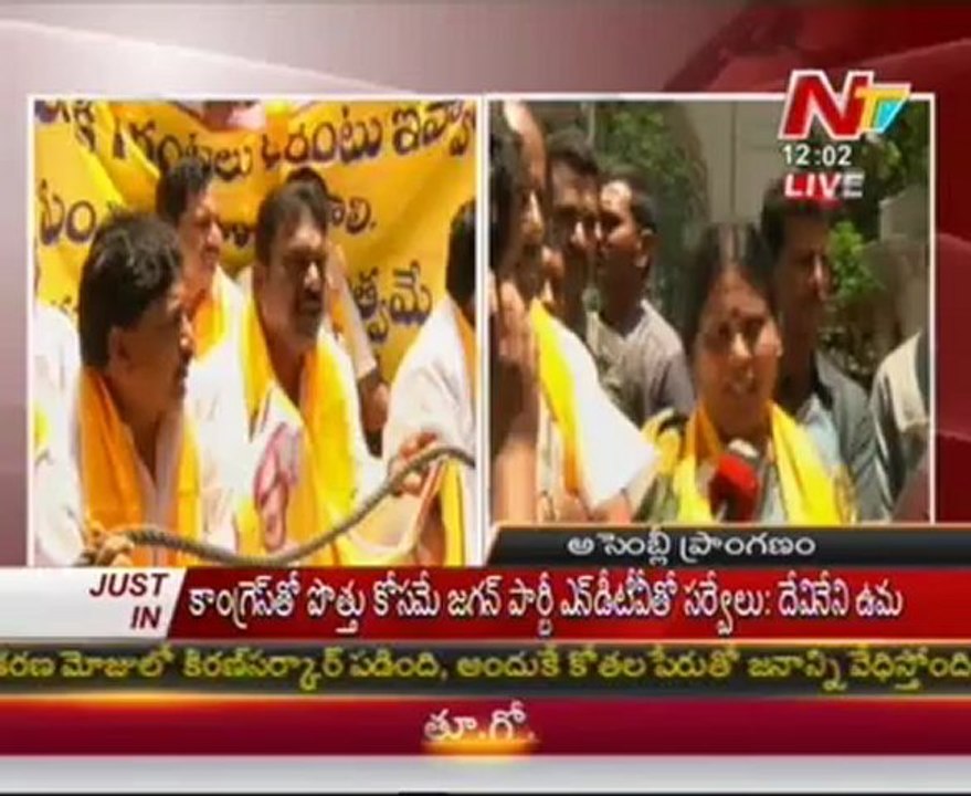 TDP MLAs protests against power crisis near assembly