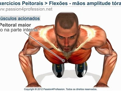 Como fazer flexoes, exercicios flexões para peitoral, flexoes de braço - mãos amplitude tórax