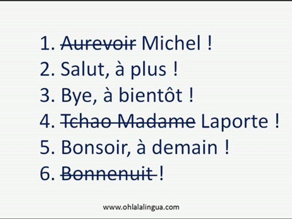 Learn French. Lesson 2: Au revoir