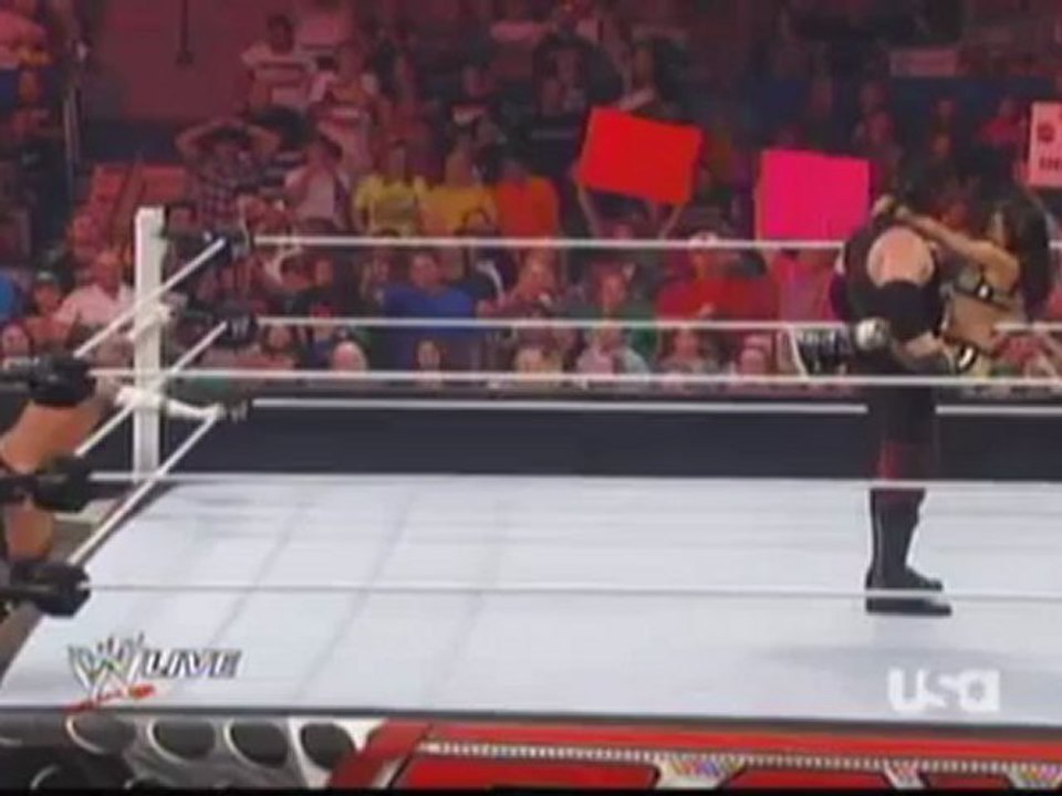 AJ Lee Kisses Kane - WWE Raw 6/11/12