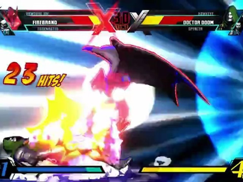 ULTIMATE MARVEL VS. CAPCOM 3 Gameplay: Firebrand vs. Hawkeye